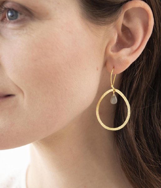 A Beautiful Story  Powerful Labradorite Gold Earrings Goud