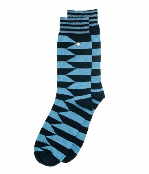 Alfredo Gonzales  Stripes Offset Socks navy light blue