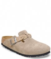 Birkenstock Boston Braided Suede Leather Narrow Taupe