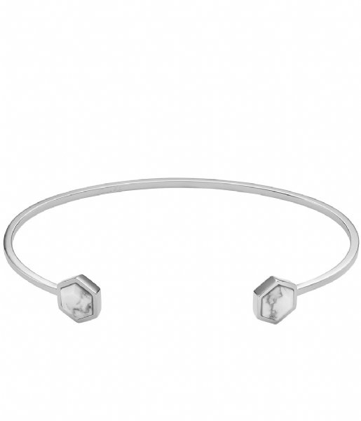 CLUSE  Idylle Hexagons Open Cuff Bracelet silver color marble (CLJ12003)