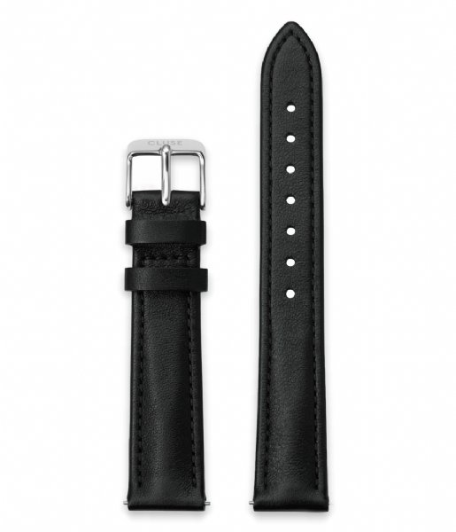 CLUSE  Strap 16 mm Leather Silver Colored Black (CS12228)