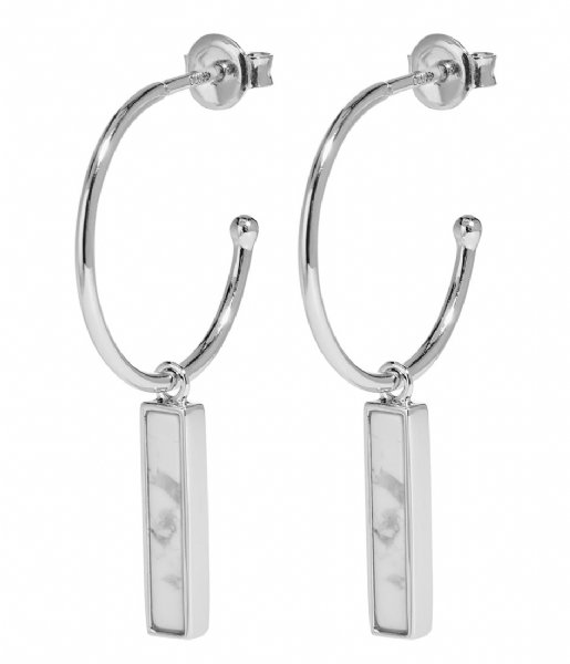 CLUSE  Idylle Marble Bar Hoop Earrings silver plated (CLJ52001)