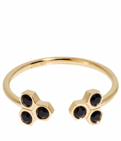 CLUSE  Essentiele Black Crystal Hexagons Open Ring gold plated (CLJ41008)