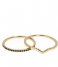 CLUSE  Essentiele Chevron Black Crystal Set of Two Rings gold plated (CLJ41004)