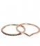 CLUSE  Essentiele Chevron Black Crystal Set of Two Rings rose gold color (CLJ40004)