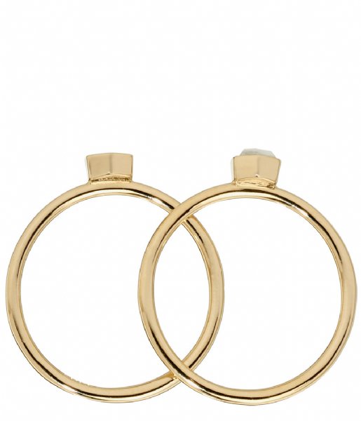 CLUSE  Idylle Solid Marble Hexagon Set of Two Rings gold plated (CLJ41001)
