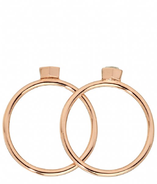CLUSE  Idylle Solid Marble Hexagon Set of Two Rings rose gold plated (CLJ40001)