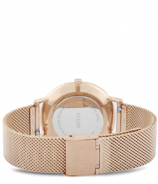 CLUSE  Boho Chic Gift Box Mesh Watch and leather strap Rose gold colored