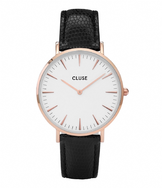 CLUSE  Strap 18 mm Leather Rose Gold Plated black lizard (CS1408101012)