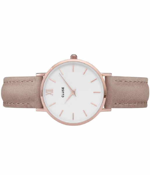 CLUSE  Minuit Leather Rose Gold Plated White rose gold plated white hazelnut (CW0101203014)