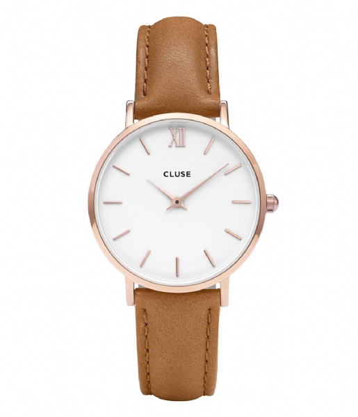 CLUSE  Minuit Leather Rose Gold Plated White rose gold plated white caramel (CW0101203018)