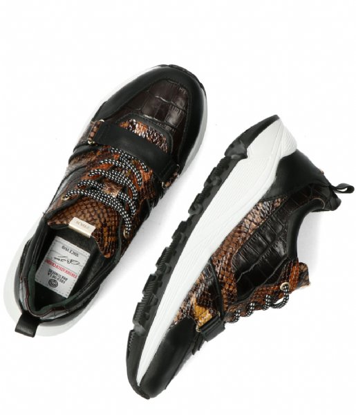 Fred de la Bretoniere  Sneaker Kroko Printed Leather dark brown