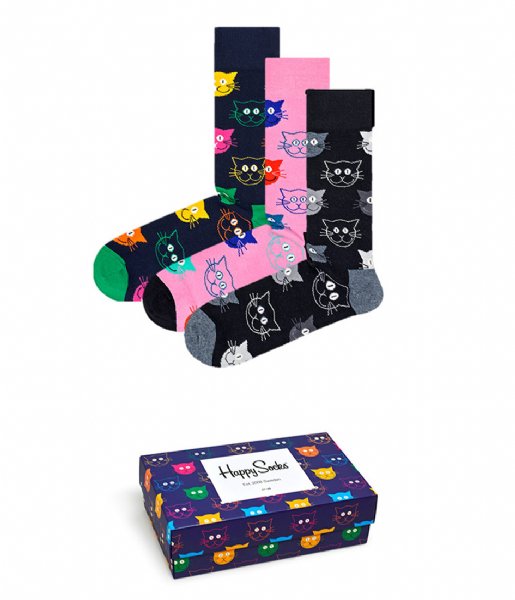 Happy Socks  3-Pack Mixed Cat Gift Box mixed cat (0100)