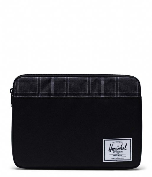 Herschel Supply Co.  Anchor Sleeve 13 Inch Black Grayscale Plaid (5679)