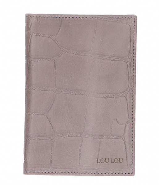 LouLou Essentiels  Passport Holder Vintage Croco dark grey (002)