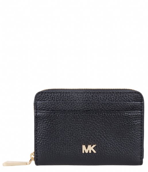 Michael Kors  Mercer Zip Around Card Case black & gold colored hardware