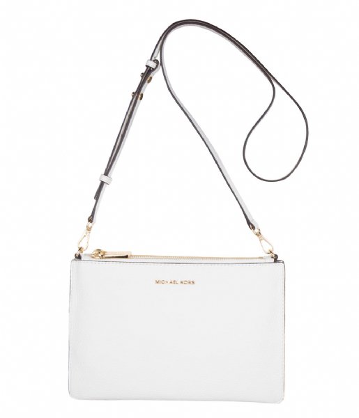 Michael Kors  Large Double Pouch Crossbody optic white & gold hardware