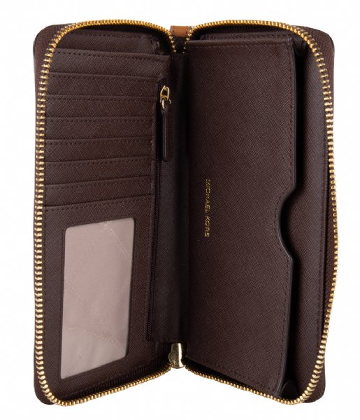 Michael Kors  Jet Set Large Flat Phone Case brown & gold hardware
