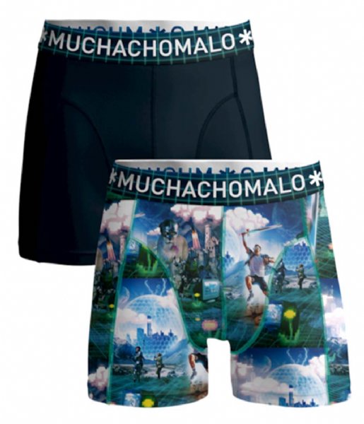 Muchachomalo  2-pack shorts Elebudha Virtualreality Print Blue (06)