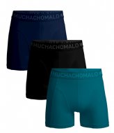 Muchachomalo Men 3-Pack Boxer Shorts Solid Blue/Black/Blue