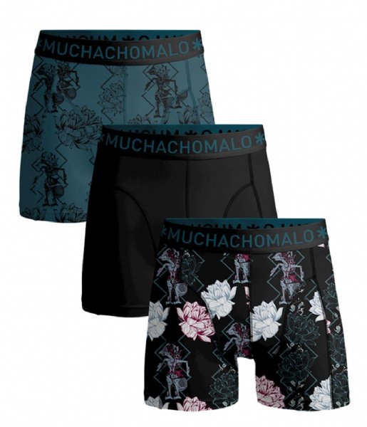 Muchachomalo  Men 3-Pack Short Print Solid Print Print Black