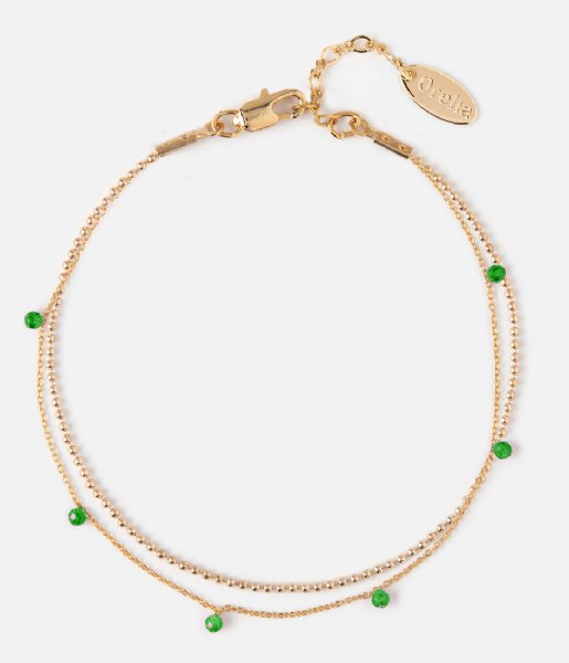 Orelia  Stone & Ball Chain Bracelet 2 Row green (23138)