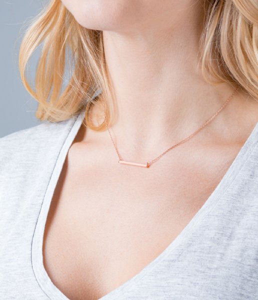 Orelia  Horizontal Bar Short Necklace rosegold plated (22069)