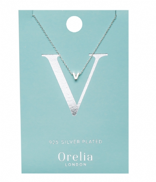 Orelia  Necklace Initial V silver plated (21165)
