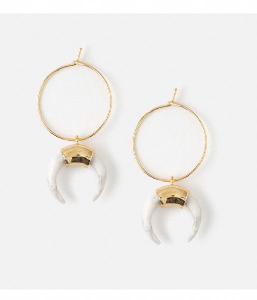 Orelia  Horn And Hoop Earrings pale gold plated (22895)