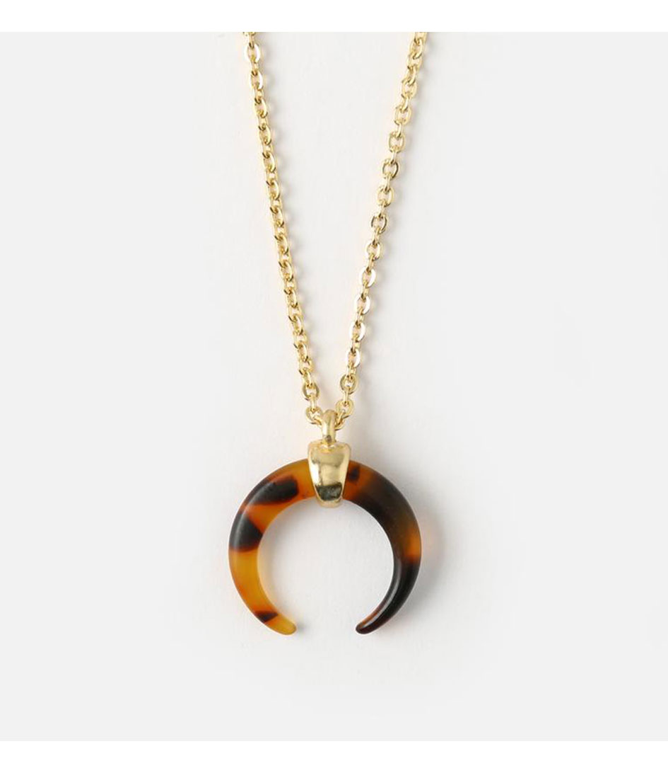 Orelia  Tortoiseshell Cresecent Ditsy Necklace gold tortoise brown plated (ORE24274)