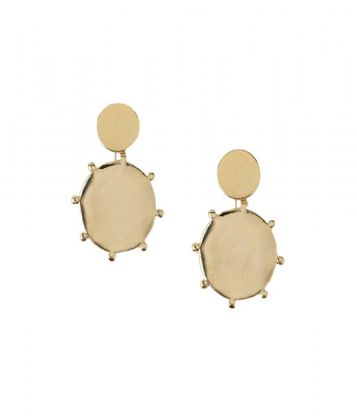Orelia  Beaded Double Disc Drop Earrings pale gold plated (ORE25046)