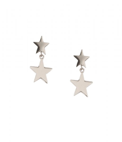 Orelia  Double Star Drop Stud Earrings silver plated (ORE25049)