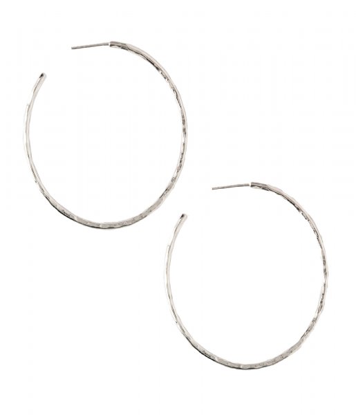 Orelia  Hammered Hoop Earrings silver plated (ORE23089)