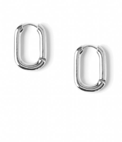 Orelia  Chunky Oval Hoop Earrings Silver plated