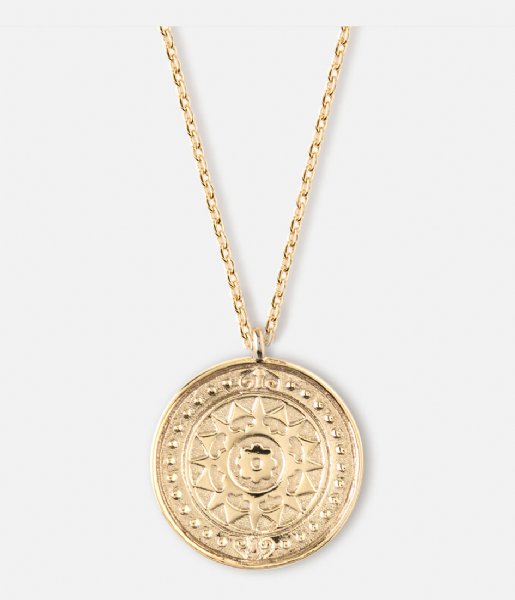 Orelia  Engraved Coin Pendant Necklace gold plated (23026)