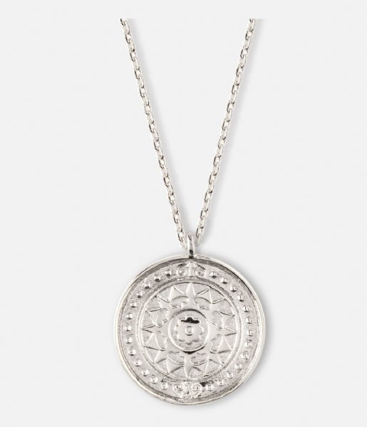 Orelia  Engraved Coin Pendant Necklace silver plated (23027)