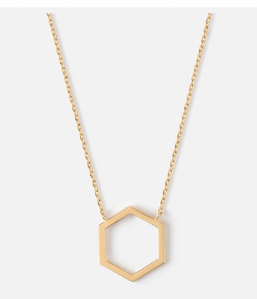 Orelia  Cutout Hexagon Charm Necklace gold plated (ORE24107)