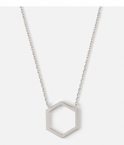 Orelia  Cutout Hexagon Charm Necklace silver plated (ORE24108)