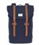 Sandqvist  Backpack Stig 13 Inch blue with cognac brown leather (969)