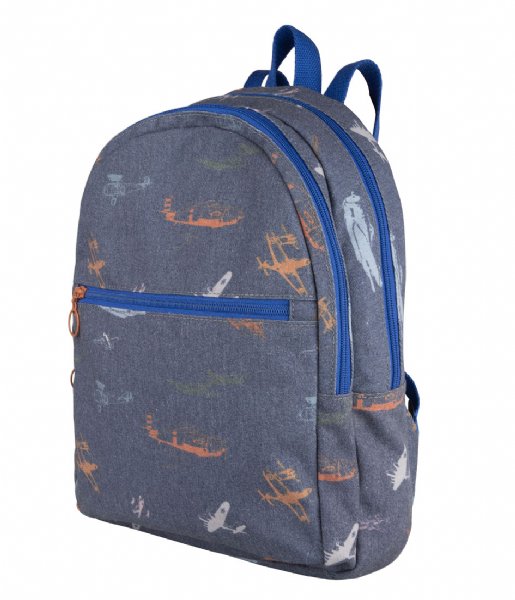 The Little Green Bag  Backpack Airplaines Medium Dark Blue (820)