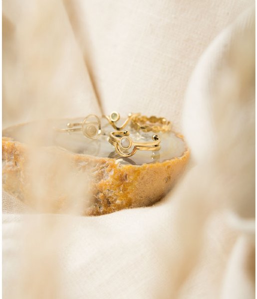 The Little Green Bag  Open Moon Ring X My Jewellery gold colored