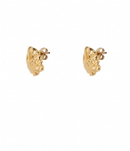 The Little Green Bag  Leaf Studs X My Jewellery gold colored