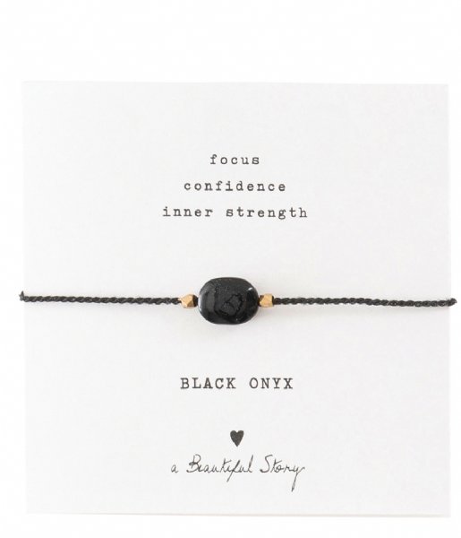 A Beautiful Story  Gemstone Card Black Onyx Gold Plated Bracelet gold plated (BL22474)