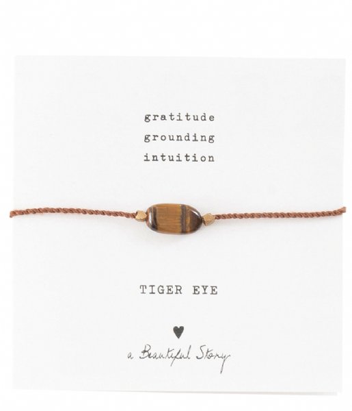 A Beautiful Story  Gemstone Card Tiger Eye Gold Plated Bracelet gold plated (BL23374)