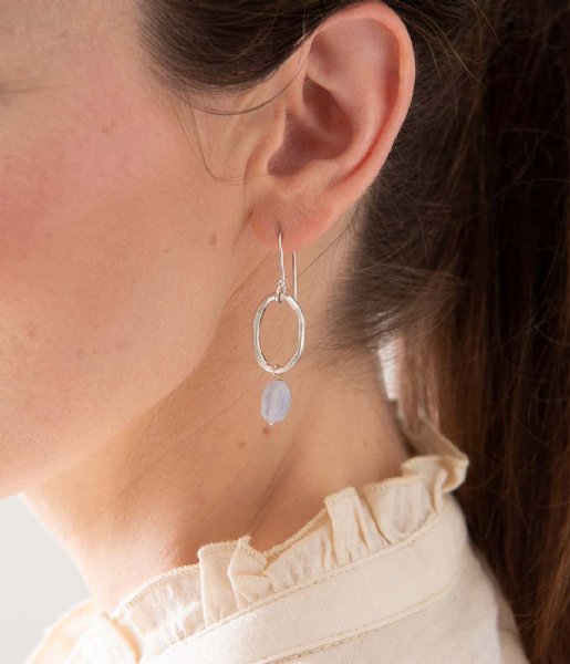 A Beautiful Story  Graceful Blue Lace Agate Earrings Silver