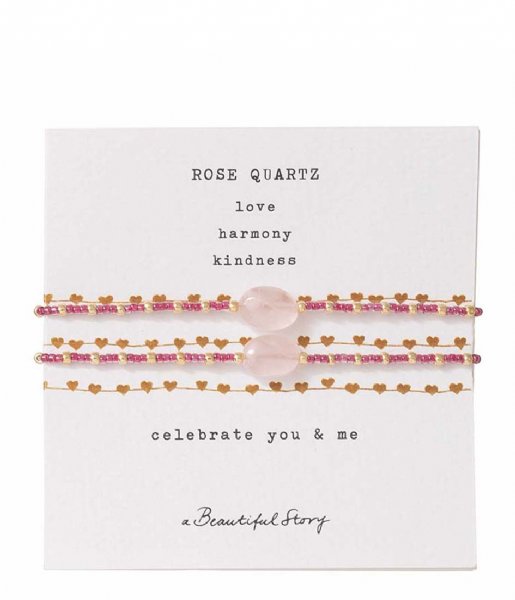 A Beautiful Story  Bracelet Card You & Me Rose Quartz Rose