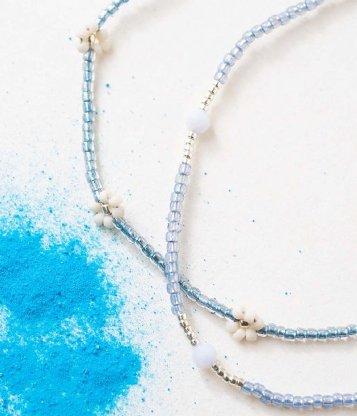 A Beautiful Story  Daisy Blue Lace Agate Anklet Blue