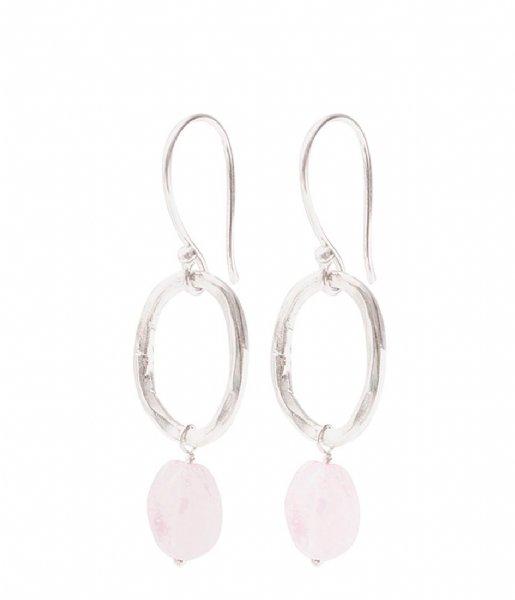 A Beautiful Story  Graceful Rose Quartz Silver Plated Earrings silver plated (AW24134)