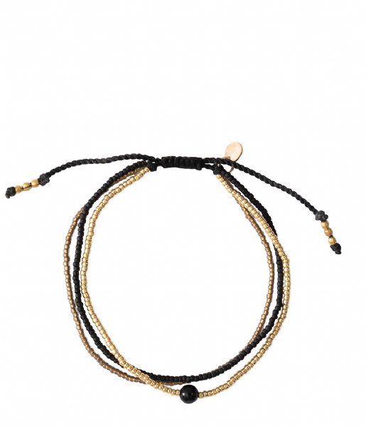 A Beautiful Story  Bloom Black Onyx Gold Bracelet Gold colored