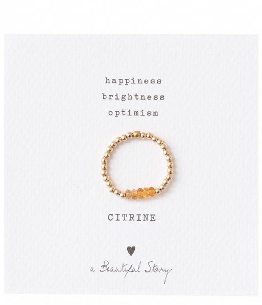 A Beautiful Story  Beauty Citrine Gold Plated Ring S/M gold plated (BL23075)